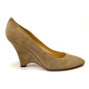 Kate Spade | Tan suede pointed toe wedge heels